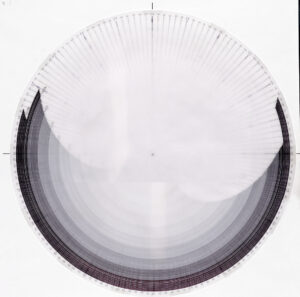 Circular drawing of night rhythms for autumn and winter, in darker overlapping lines